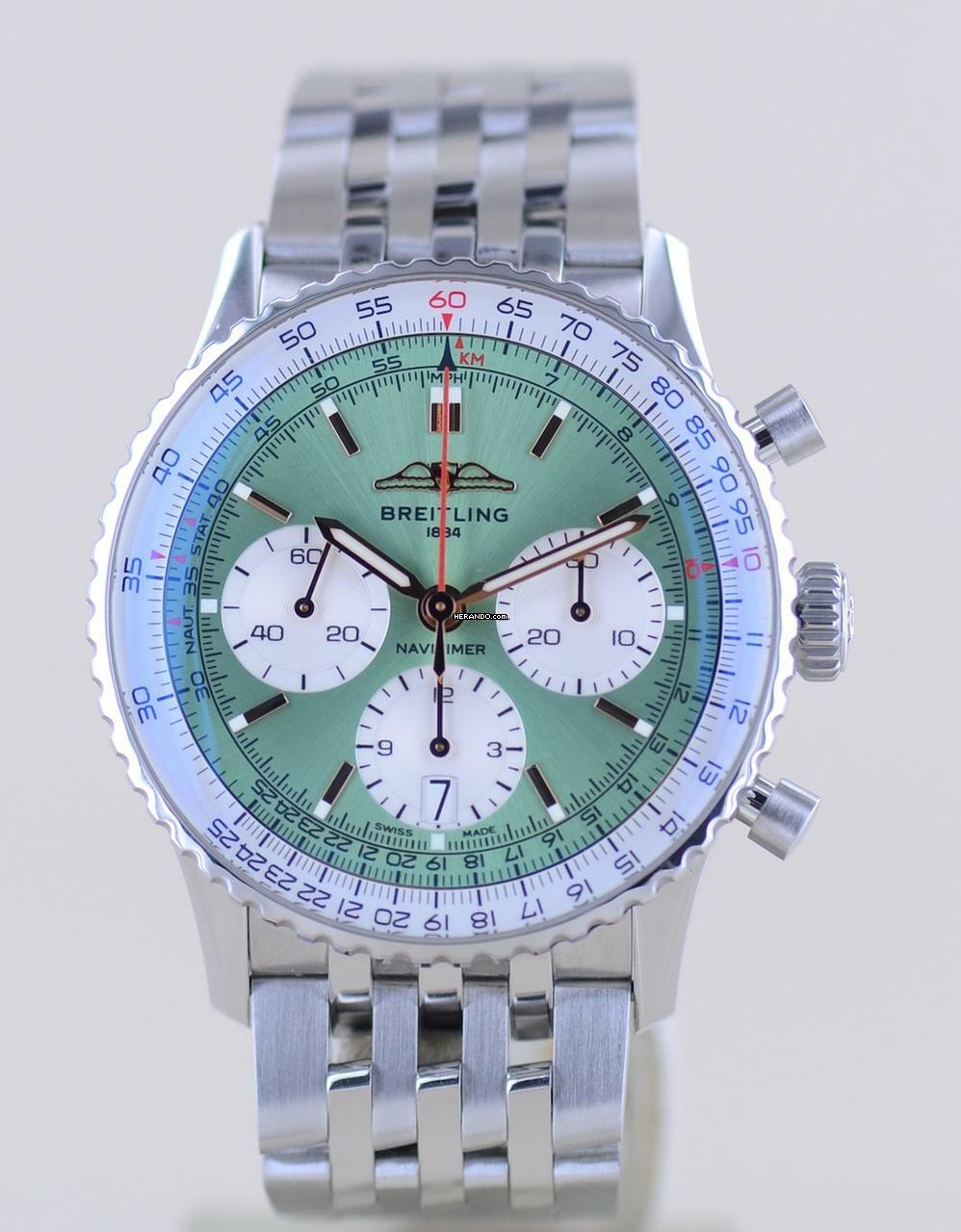 Thumbnail von Breitling Navitimer 1 B01 Chronograph 41mm B01 mint green Stahl Pilotband B+P