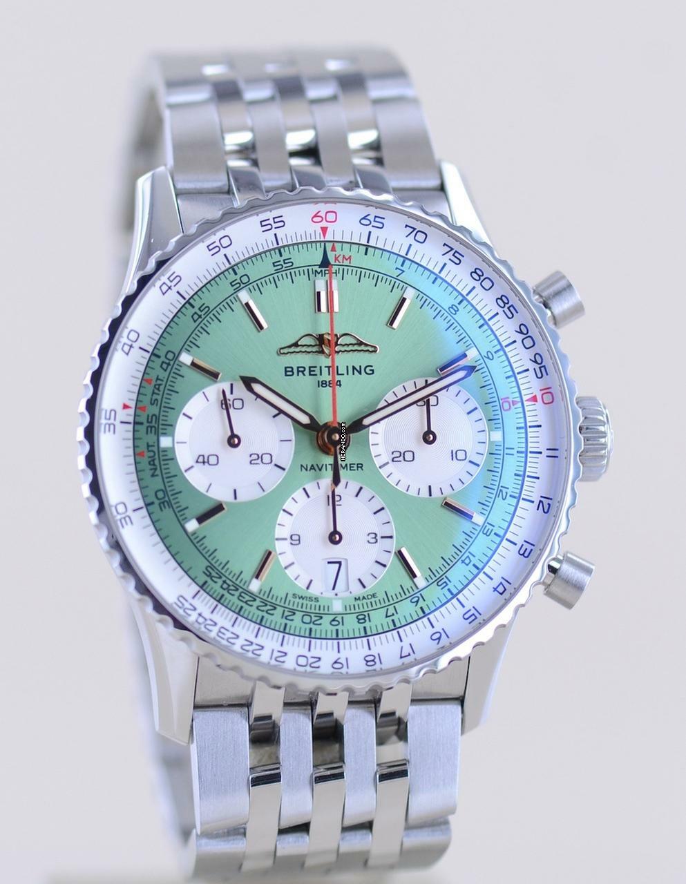 Thumbnail von Breitling Navitimer 1 B01 Chronograph 41mm B01 mint green Stahl Pilotband B+P