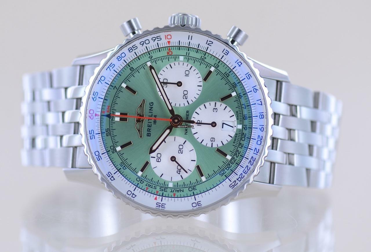 Thumbnail von Breitling Navitimer 1 B01 Chronograph 41mm B01 mint green Stahl Pilotband B+P