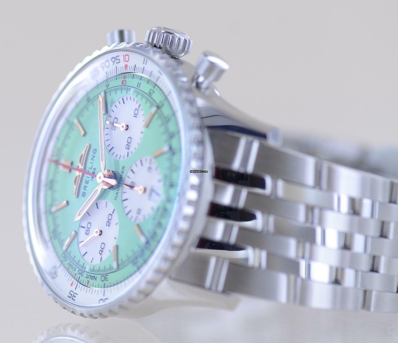 Thumbnail von Breitling Navitimer 1 B01 Chronograph 41mm B01 mint green Stahl Pilotband B+P
