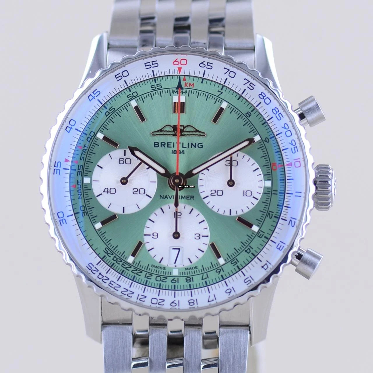Thumbnail von Breitling Navitimer 1 B01 Chronograph 41mm B01 mint green Stahl Pilotband B+P