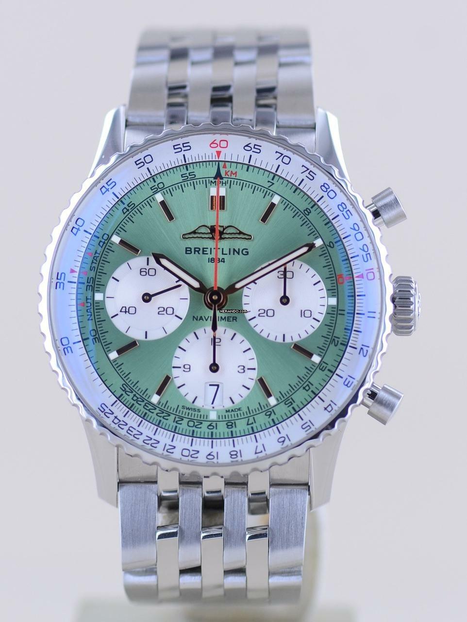 Thumbnail von Breitling Navitimer 1 B01 Chronograph 41mm B01 mint green Stahl Pilotband B+P