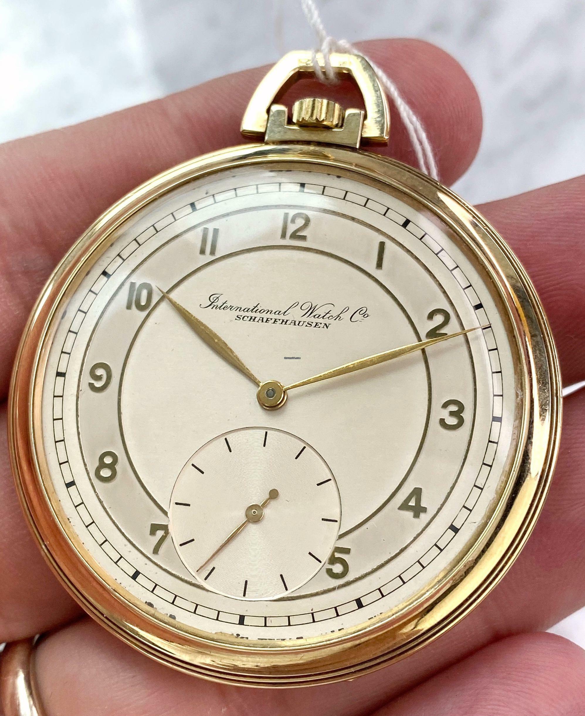 IWC Pocket Watch Beautiful Vollgold Solid Gold Pocket Watch Taschenuhr Art Deco