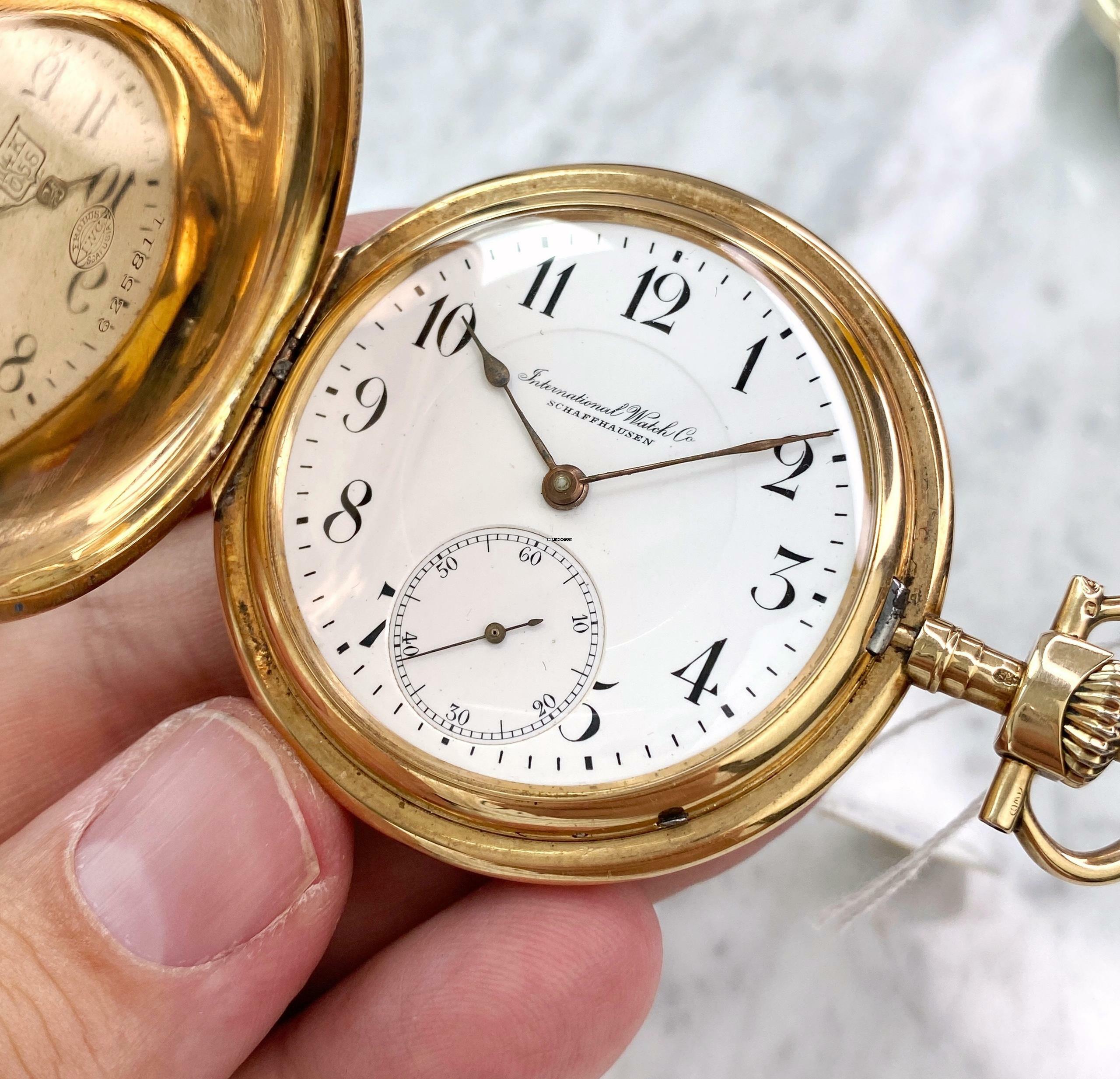 IWC Pocket Watch Vollgold Solid Gold Taschenuhr Pocket Watch Doppelmantel