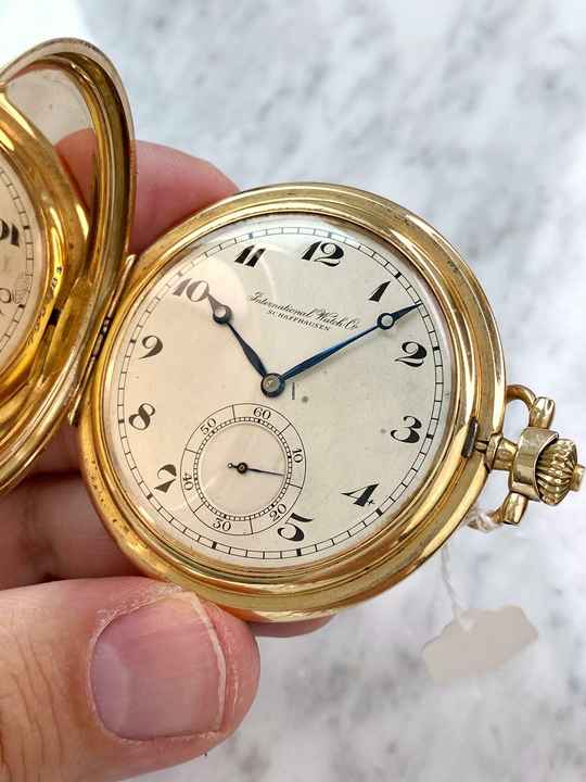  IWC Pocket Watch Doppelmantel Vollgold Solid Gold Pocket Watch Taschenuhr 