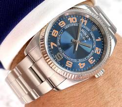 Thumbnail von Rolex Air King Blue Concentric Dial ref 114234 Automatic ORIGINAL PAPERS Blau 114234