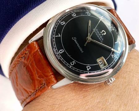  Omega Seamaster Black Restored Dial Seamaster Vintage Automatic Automatik ref 166.002 166.002 