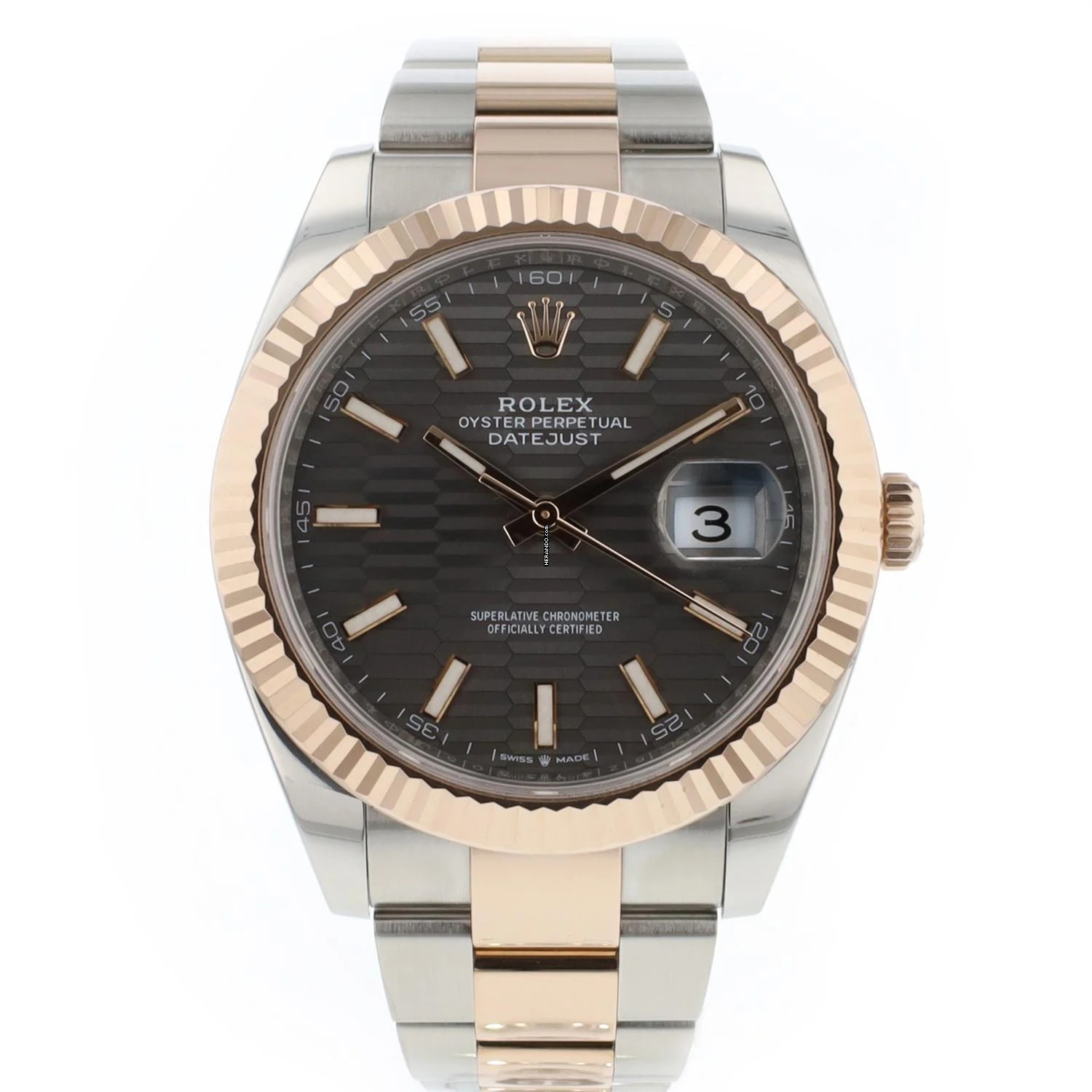  Rolex Datejust 41 Oyster Fluted Steel / Everosegold Slate Motif Dial 