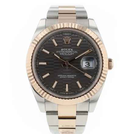  Rolex Datejust 41 Oyster Fluted Steel / Everosegold Slate Motif Dial 