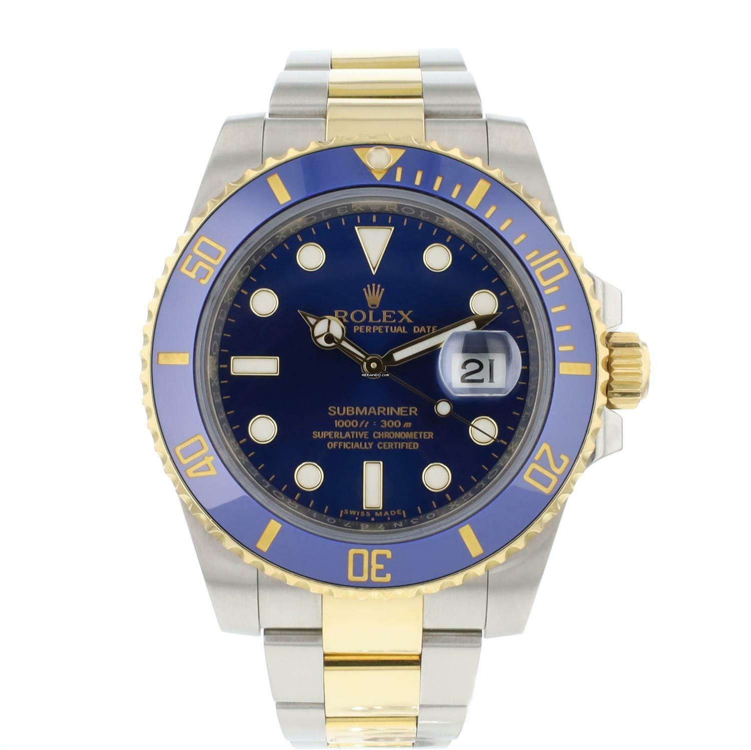  Rolex Submariner Date Steel Gold Blue Dial 