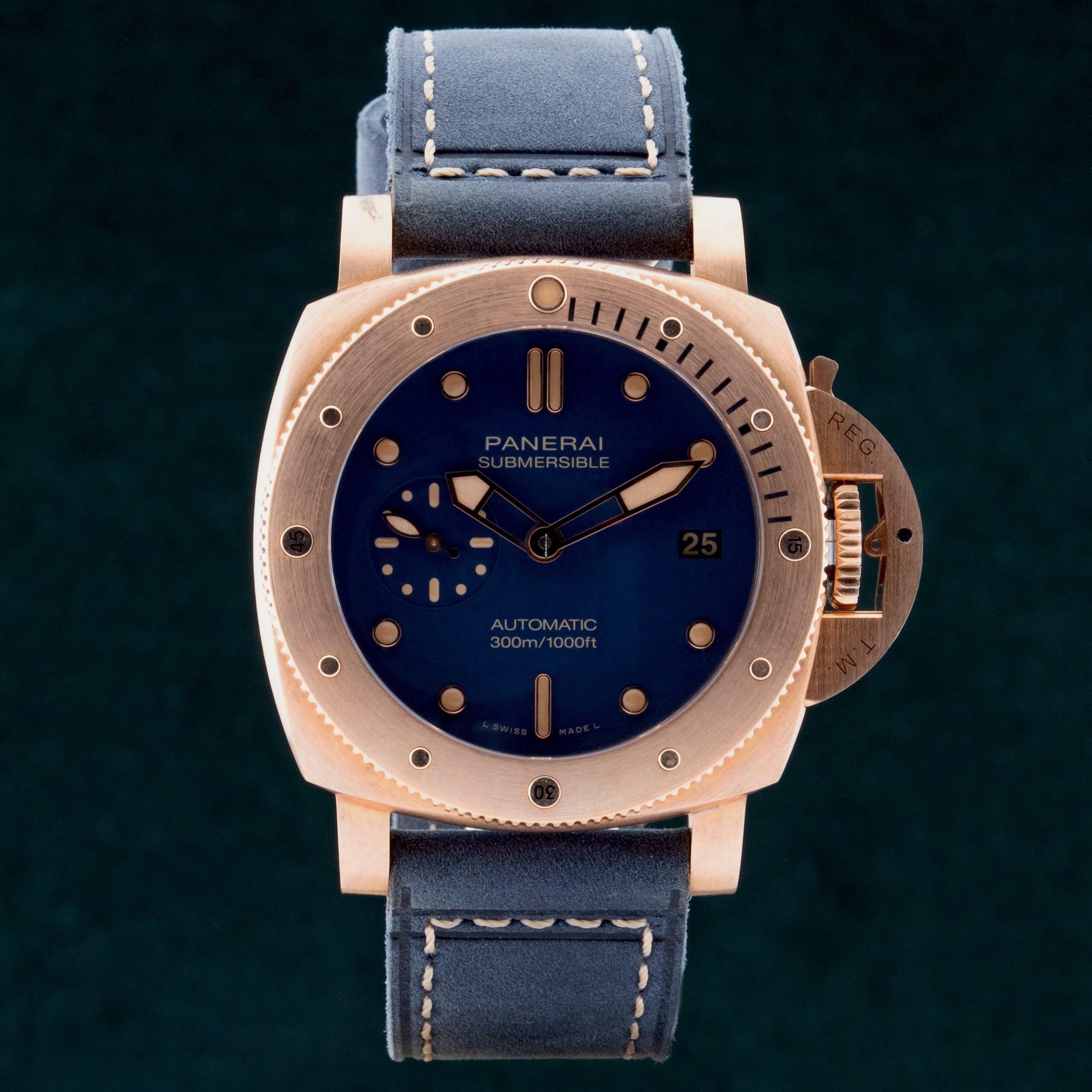  Panerai Submersible Luminor Submersible Bronzo Blue Abisso PAM01074 ungetragen 