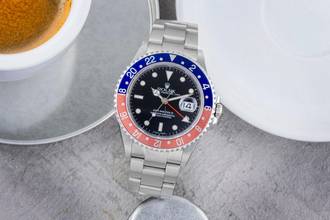 Thumbnail von Rolex GMT-Master II Pepsi Swiss Made Dial Stahl Automatik Herrenuhr 16710T B&P