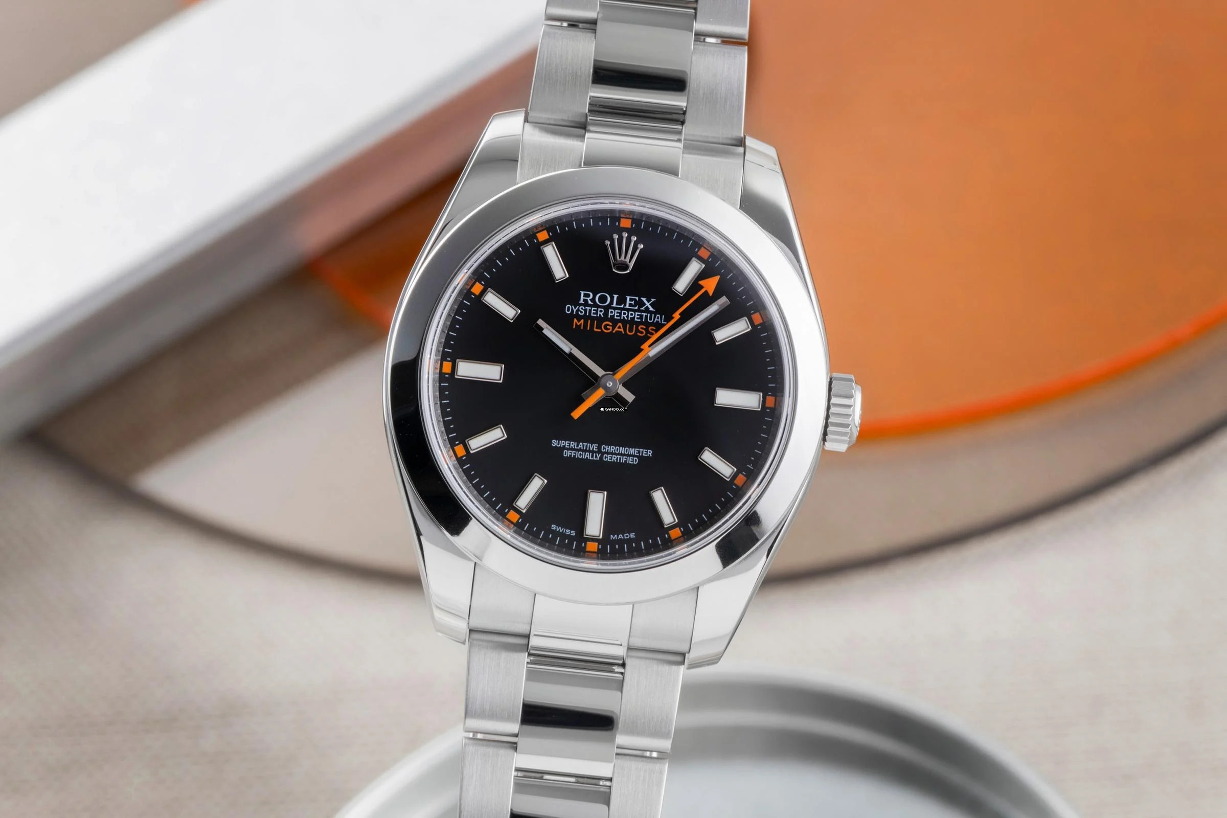 Rolex Milgauss Black Dial Stahl Automatik Herrenuhr Ref. 116400 V-Serie B&P 2009