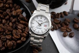 Thumbnail von Rolex Datejust 36 White Dial Roulette-Date Stahl Automatik Herrenuhr Ref. 126200