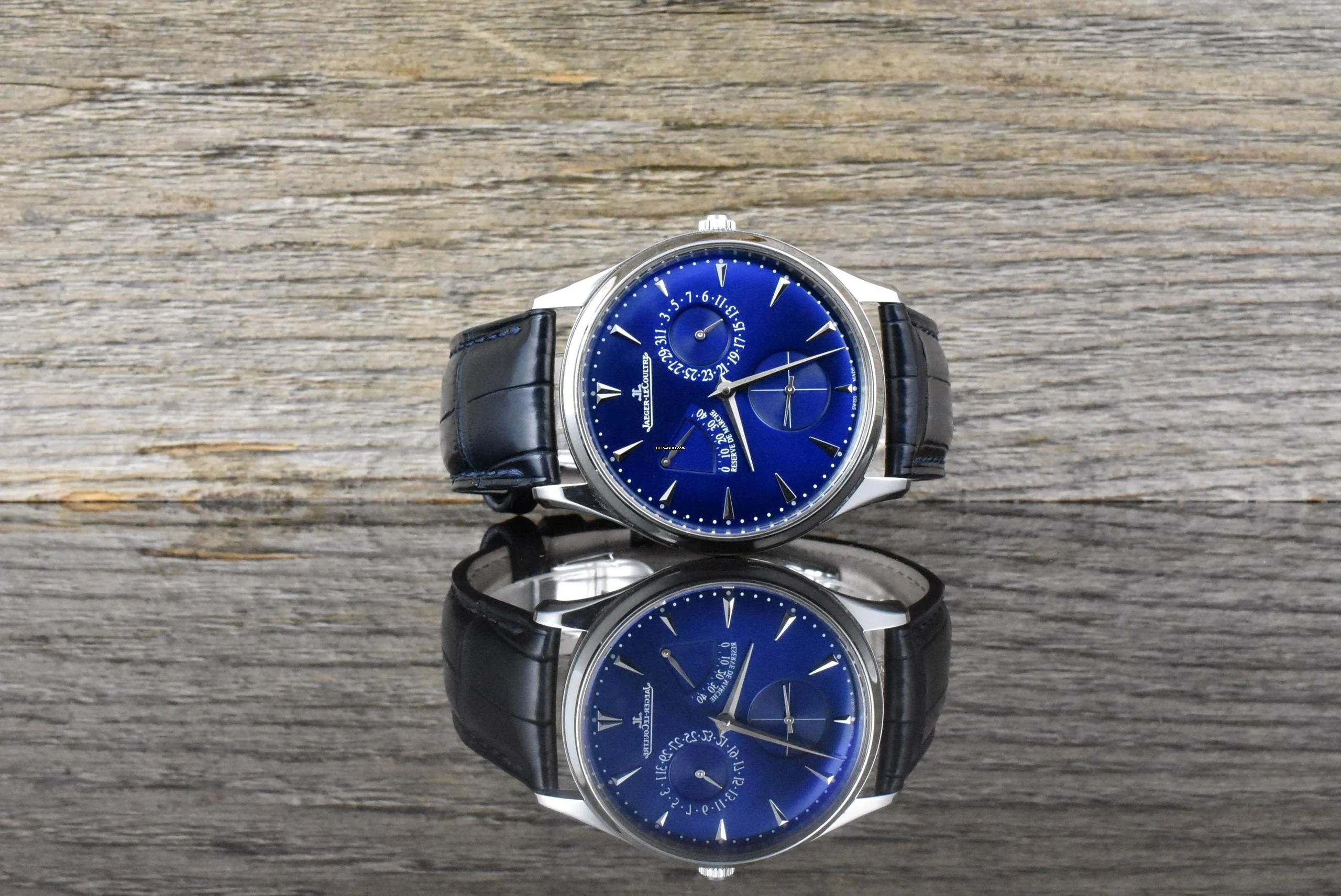 Jaeger-LeCoultre Master Ultra Thin Réserve de Marche Blue unpoliert B&P 2019