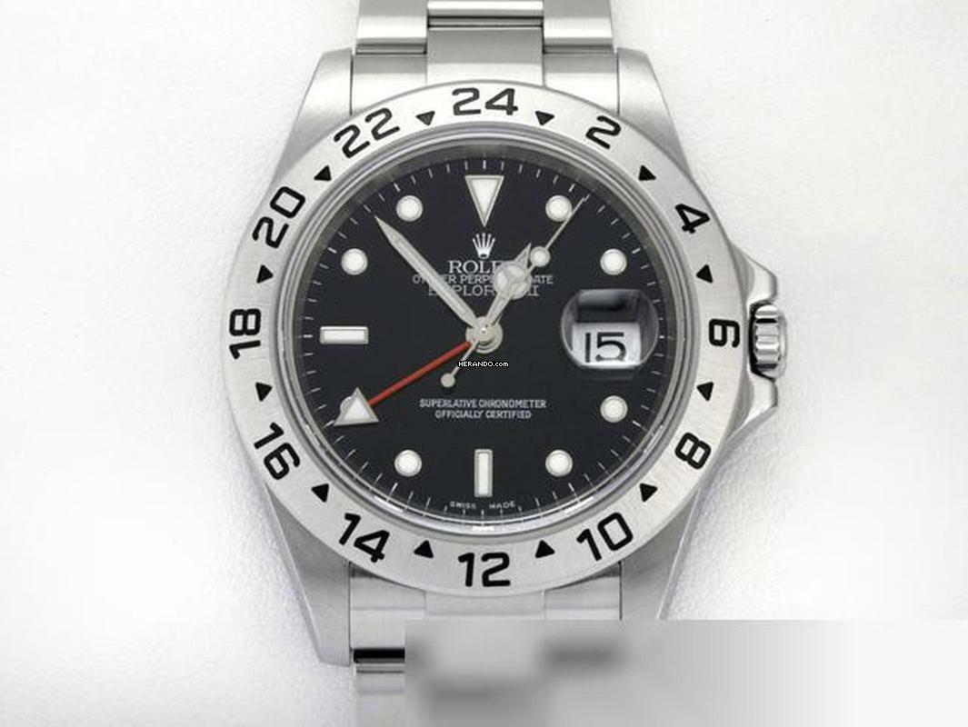 Rolex Explorer II 16570 T Stahl Automatik 2004 Zweite Zeitzone 2 Edelstahl Stainless Steel Oyster-band Chronometer Black Dial 