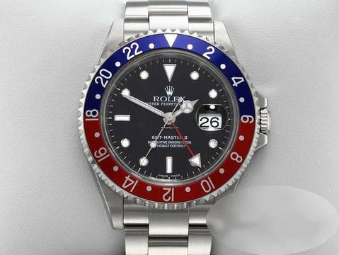  Rolex GMT-Master II Stahl 16710 T Pepsi 2004 Automatik Zweite Zeitzone Blau Rot Stainless Steel Oyster-band Chronometer Black Dial 