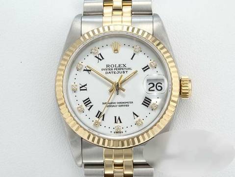  Rolex Datejust 31 Medium Stahl Gelbgold 750 Diamanten Automatik Stainless Steel 18kt Yellow Gold Stahl Jubilé-band Chronometer Oyster White Dial 