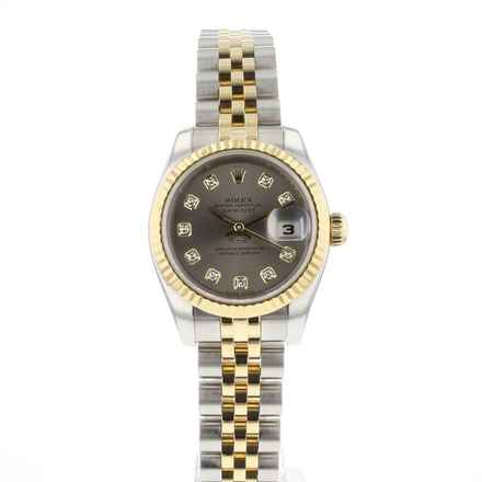  Rolex Lady-Datejust 26 Jubilee Fluted Steel Gold Grey Diamond Dial 