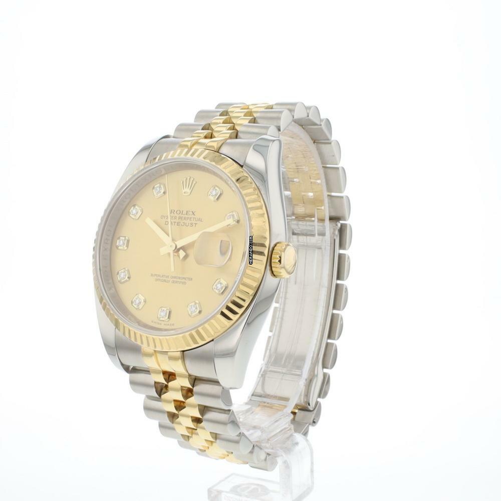 Rolex Datejust 36 Steel Gold Jubilee Fluted Champagne Diamond Dial