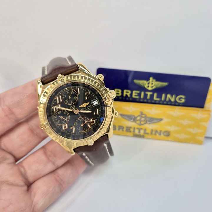  Breitling Chronomat Yellow Gold Racing Dial 40mm Automático Completo 