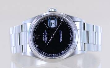 Thumbnail von Rolex Datejust 36 16200 Saphirglas black dial Oysterband Stahl polished bezel B+P