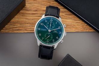 Thumbnail von IWC Portugieser Chronograph Green Dial Stahl Automatik Herrenuhr IW371615 B&P