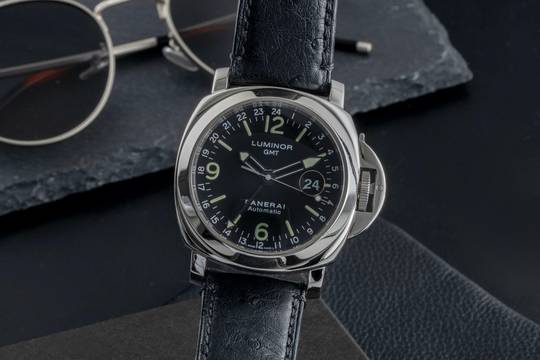  Panerai Luminor GMT Automatic 44 Stahl Automatik Herrenuhr Ref. PAM00063 B&P 2001 