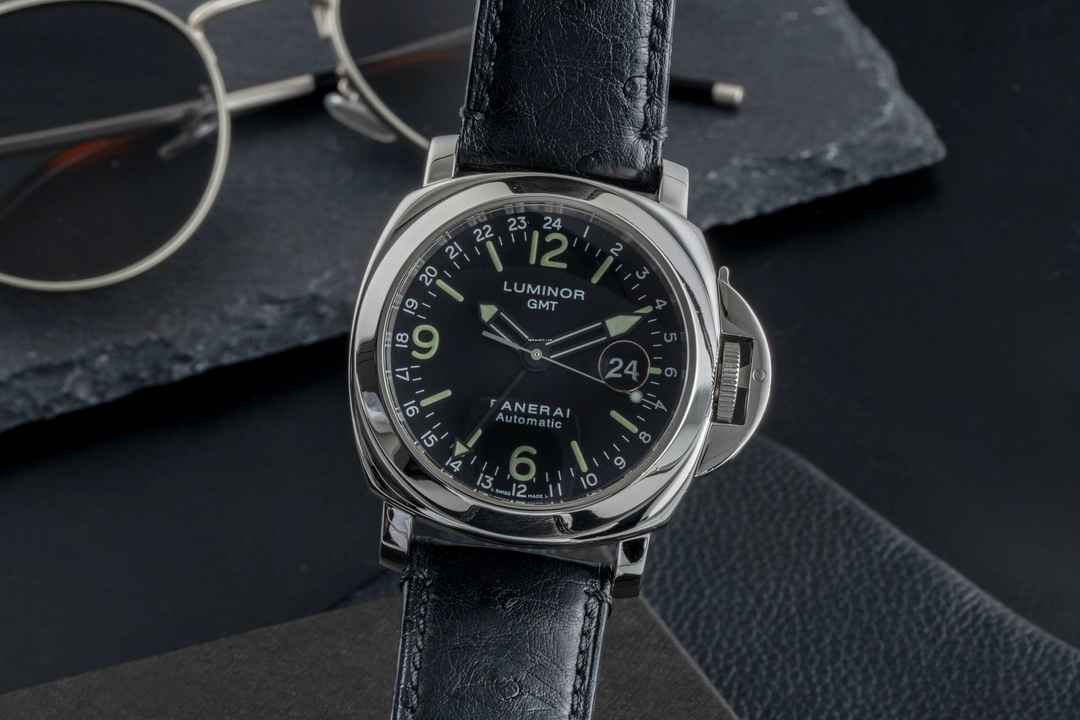  Panerai Luminor GMT Automatic 44 Stahl Automatik Herrenuhr Ref. PAM00063 B&P 2001 