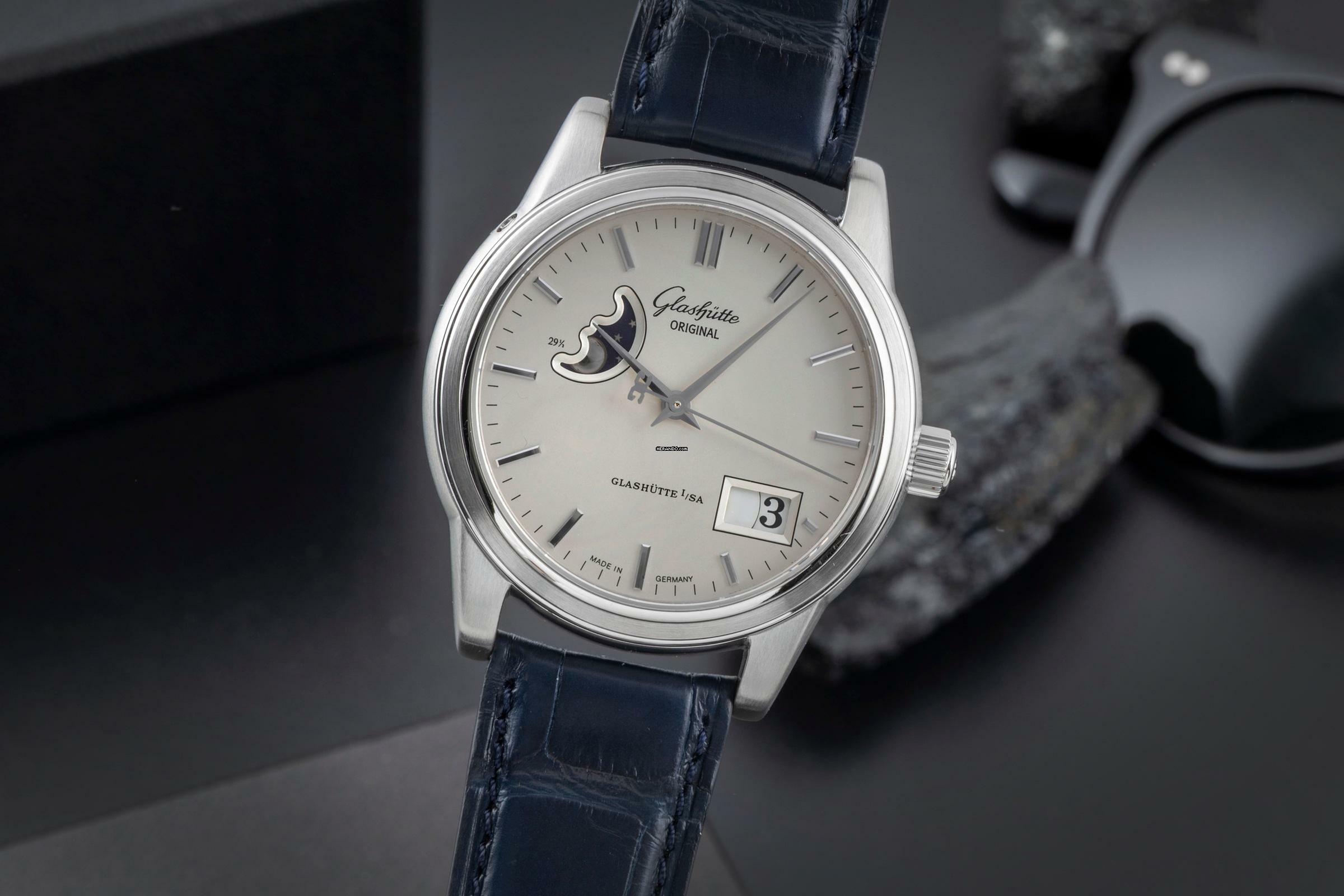 Glashütte Original Senator Panoramadatum Mondphase Panorama MoonPhase Automatik Herrenuhr Ref. 1-39-41-04-12-04