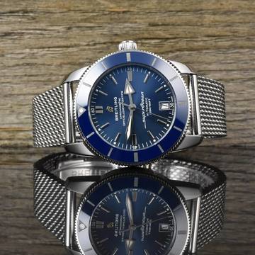  Breitling Superocean Heritage II 42 Blue Ceramic - Automatik - Stahl Armband 