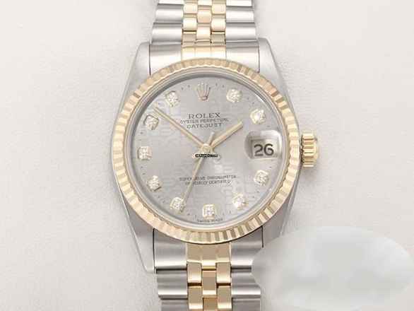 Rolex Datejust 31 Stahl Gelbgold 750 Diamanten Automatik Gold Stahl Stainless Steel 18kt Yellow Gold Jubilé-band Chronometer Oyster White Dial 