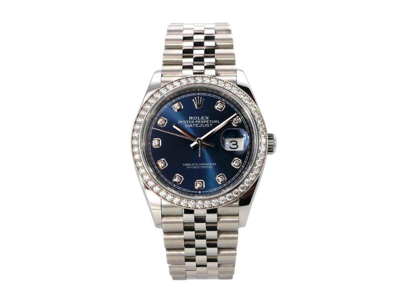  Rolex Datejust 36 Oystersteel / Weißgold mit Diamanten 126284RBR Blau Diamant Jubile-Band 