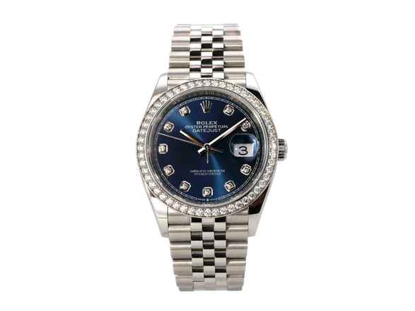  Rolex Datejust 36 Oystersteel / Weißgold mit Diamanten 126284RBR Blau Diamant Jubile-Band 
