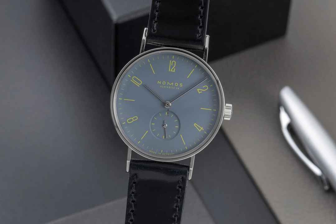  NOMOS Tangente Super 30 Hausmausgrau Stahl Handaufzug Limited B&P 2005 