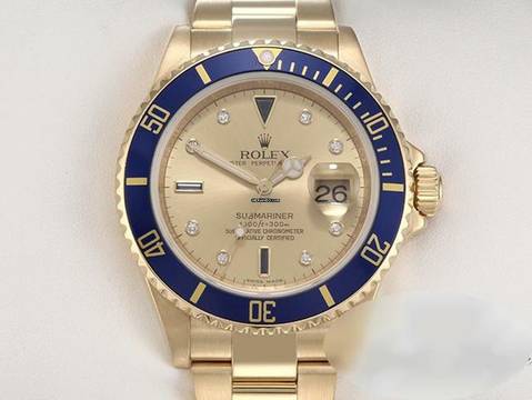  Rolex Submariner Date 16618 2007 Sultan Gelbgold 750 Automatik Diamanten Saphir 18kt Yellow Gold Oyster-band Chronometer 