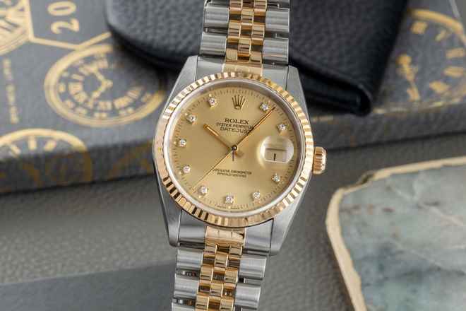  Rolex Datejust 36 Stahl / Gold Diamond Dial Automatik Ref. 16233 