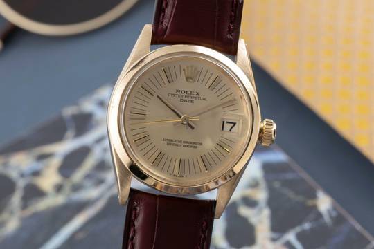  Rolex Oyster Perpetual Date 18k Gold Damenuhr Ref.6624 vintage Klassiker 