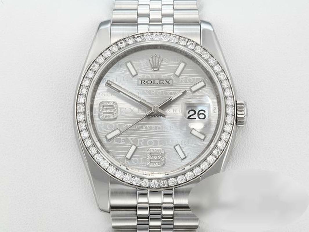 Rolex Datejust 36 36mm 116244 2011 Stahl Weissgold 750 Wave Diamanten Automatik Stainless Steel 18kt White Gold Jubilé-band Chronometer Oyster