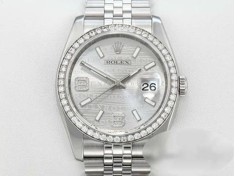  Rolex Datejust 36 36mm 116244 2011 Stahl Weissgold 750 Wave Diamanten Automatik Stainless Steel 18kt White Gold Jubilé-band Chronometer Oyster 