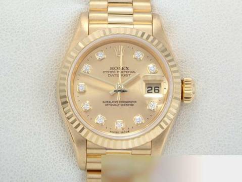  Rolex Lady-Datejust Gelbgold 750 Diamanten 1996 Automatik 18kt Yellow Gold Damen President-band Chronometer Oyster 