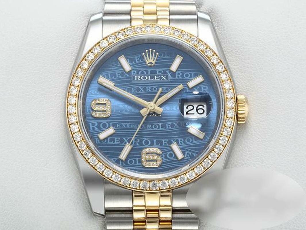 Rolex Datejust 36 36mm 116243 2011 Stahl Gelbgold 750 Diamanten Automatik Gold