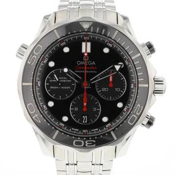 Omega Seamaster Diver 300 M Chrono Steel Black Dial 