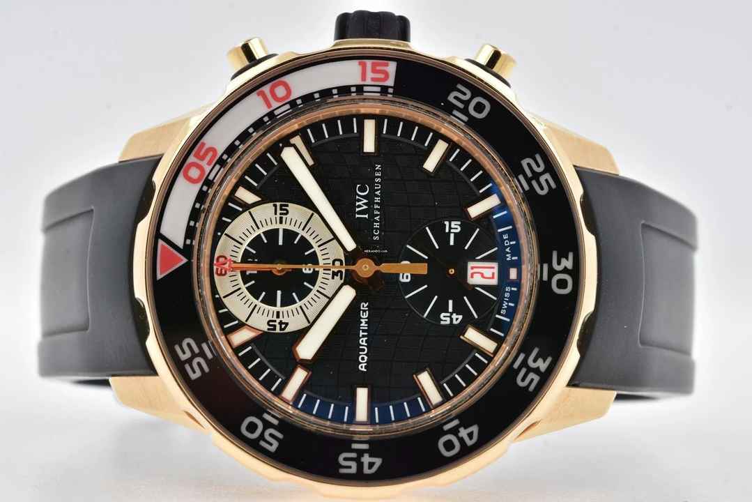  IWC Aquatimer Chronograph IW376903 18k Rosé Gold Black Dial Rubber 