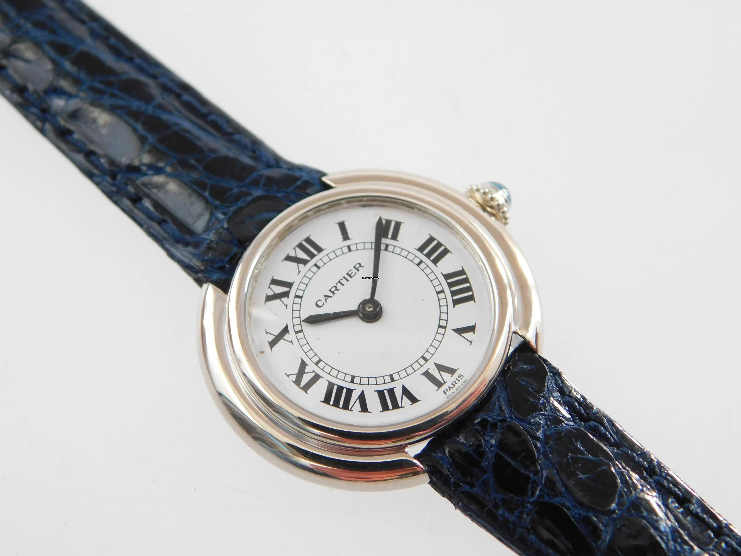 Cartier 18 Karat Weißgold Ellipse Paris Dial Handaufzug Damenuhr 26 mm 18 Karat Weißgold super selten !