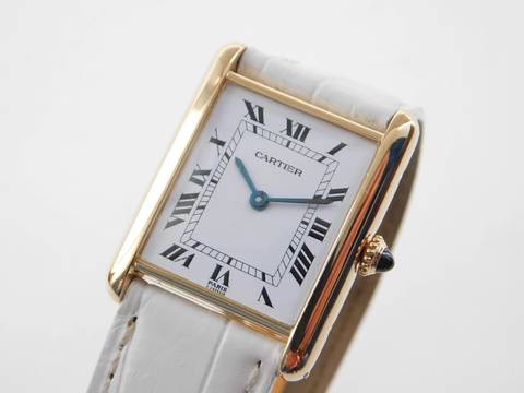  Cartier Tank Louis Cartier 18 Karat Mid Size mit original Paris Zifferblatt Super Rare Original Cartier Krokoband und Faltschließe 23,5 x 30mm 