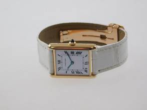 Thumbnail von Cartier Tank Louis Cartier 18 Karat Mid Size mit original Paris Zifferblatt Super Rare Original Cartier Krokoband und Faltschließe 23,5 x 30mm