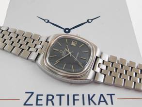 Thumbnail von Omega Seamaster Herrenuhr mit Stahlband schwarzes Zifferblatt von 1977 seltene Seamaster mit dem original Stahlband volle Länge