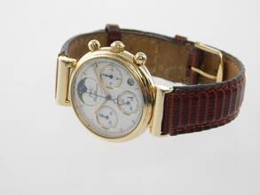 Thumbnail von IWC Da Vinci Chronograph Chrono Mondphase 3736 massiv 18 Kt Gelbgold mit massiv 18 Kt Gelbgold Schließe massiv 18 Kt Gelbgold mit original Krokoband und Schließe