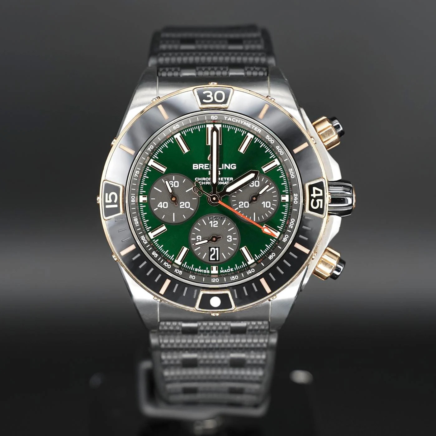  Breitling Chronomat 44 Green Dial FULLSET 
